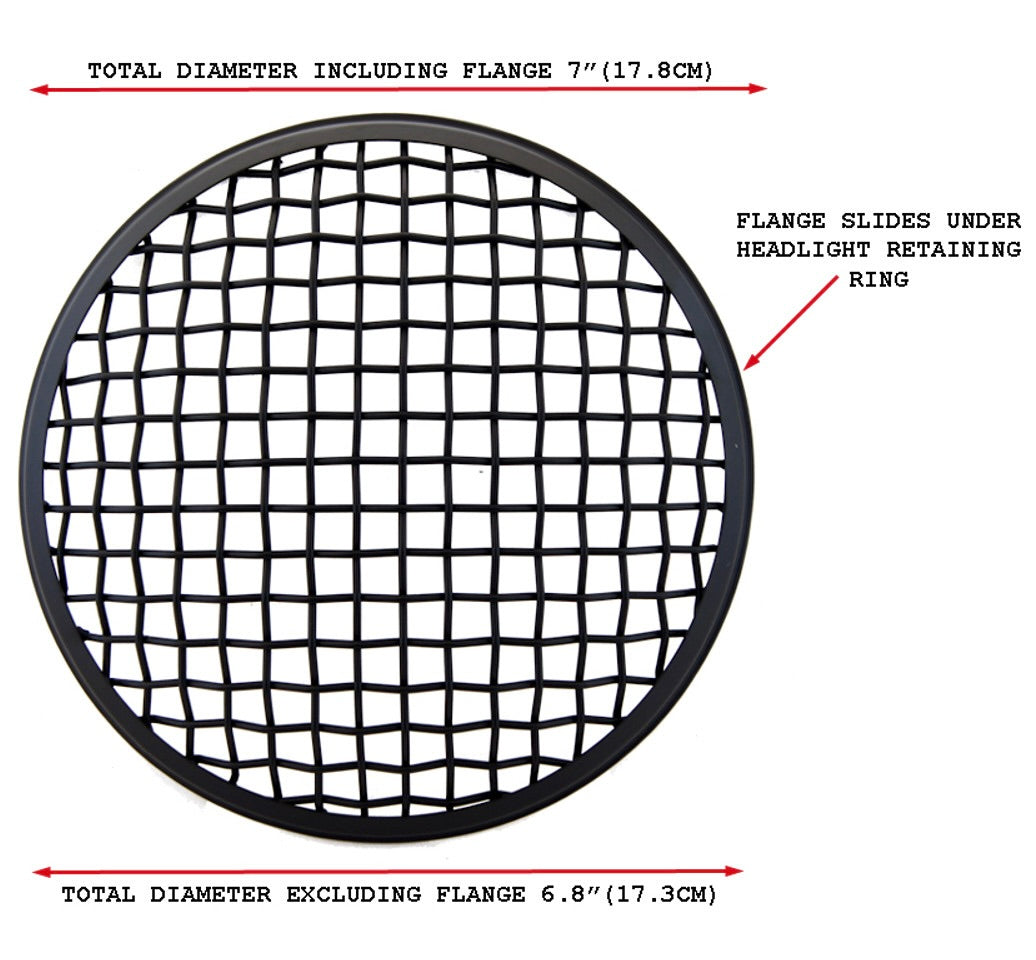 Matt Black Mesh Headlight Grill 7" Inch